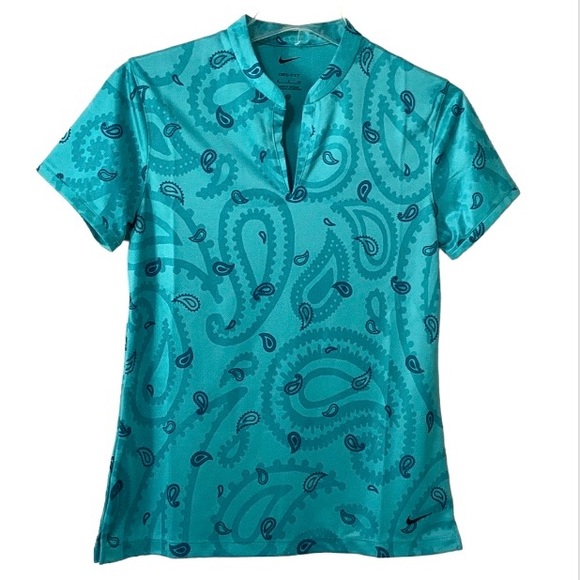 Nike Tops - Nike Dri-Fit Victory Print Split Neck Golf Top Size Small